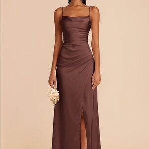 Birdy Grey Chocolate Matte Satin Maxi Dress